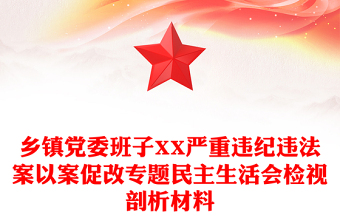 乡镇党委班子XX严重违纪违法案以案促改专题民主生活会检视剖析材料