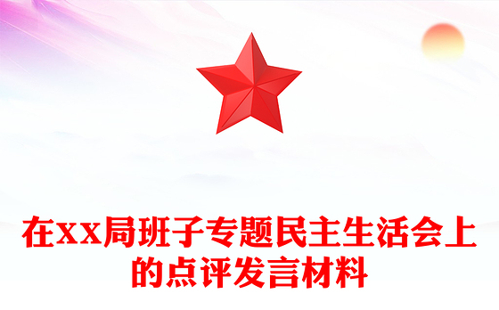 在XX局班子专题民主生活会上的点评发言材料