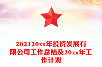 202120xx年投资发展有限公司工作总结及20xx年工作计划