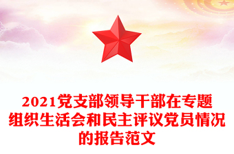 2021党支部领导干部在专题组织生活会和民主评议党员情况的报告范文