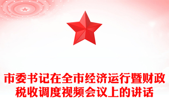 市委书记在全市经济运行暨财政税收调度视频会议上的讲话