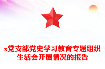 x党支部党史学习教育专题组织生活会开展情况的报告
