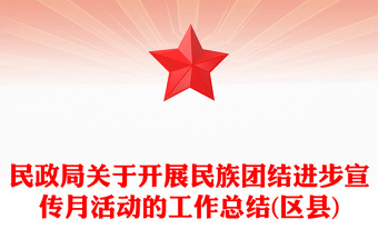民政局关于开展民族团结进步宣传月活动的工作总结(区县)