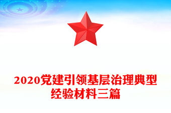 2020党建引领基层治理典型经验材料三篇