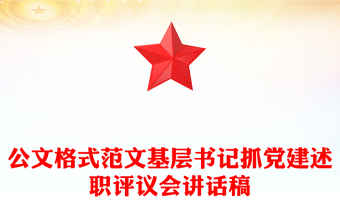 公文格式范文基层书记抓党建述职评议会讲话稿