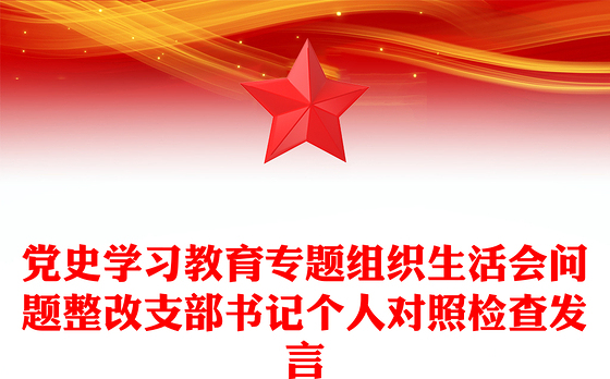 党史学习教育专题组织生活会问题整改支部书记个人对照检查发言