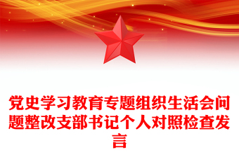 党史学习教育专题组织生活会问题整改支部书记个人对照检查发言