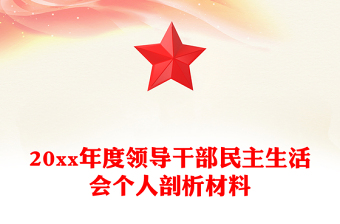 20xx年度领导干部民主生活会个人剖析材料