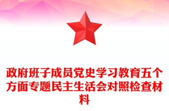 政府班子成员党史学习教育五个方面专题民主生活会对照检查材料