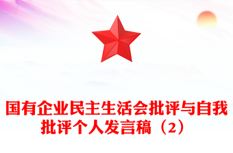 国有企业民主生活会批评与自我批评个人发言稿（2）