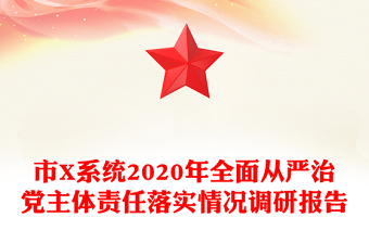 市X系统2020年全面从严治党主体责任落实情况调研报告