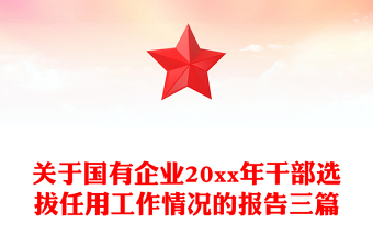 关于国有企业20xx年干部选拔任用工作情况的报告三篇