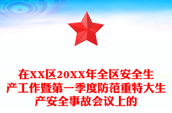 在XX区20XX年全区安全生产工作暨第一季度防范重特大生产安全事故会议上的