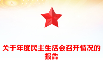 关于年度民主生活会召开情况的报告
