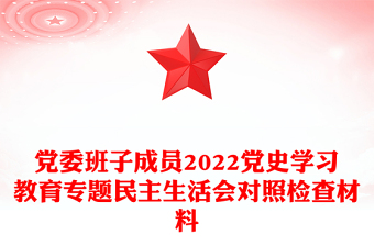 党委班子成员2022党史学习教育专题民主生活会对照检查材料