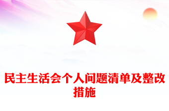 民主生活会个人问题清单及整改措施