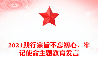 2021践行宗旨不忘初心、牢记使命主题教育发言