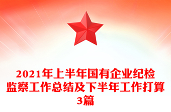 2021年上半年国有企业纪检监察工作总结及下半年工作打算3篇