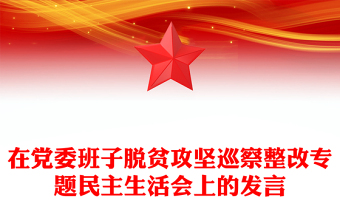 在党委班子脱贫攻坚巡察整改专题民主生活会上的发言