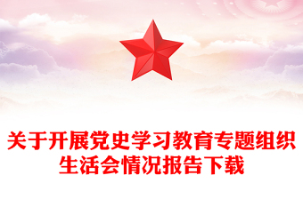 关于开展党史学习教育专题组织生活会情况报告下载