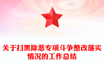 关于扫黑除恶专项斗争整改落实情况的工作总结