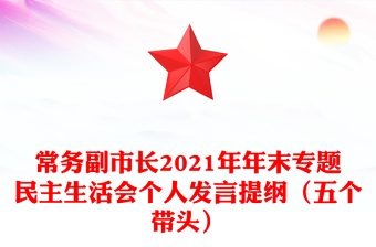 常务副市长2021年年末专题民主生活会个人发言提纲（五个带头）