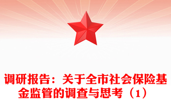 调研报告：关于全市社会保险基金监管的调查与思考（1）
