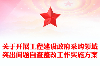 关于开展工程建设政府采购领域突出问题自查整改工作实施方案