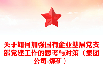 关于如何加强国有企业基层党支部党建工作的思考与对策（集团公司-煤矿）