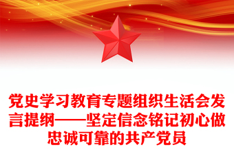 党史学习教育专题组织生活会发言提纲——坚定信念铭记初心做忠诚可靠的共产党员