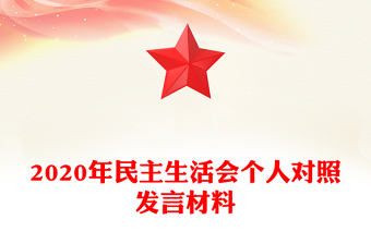 2020年民主生活会个人对照发言材料