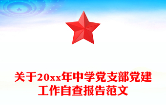 关于20xx年中学党支部党建工作自查报告范文