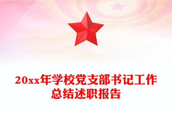 20xx年学校党支部书记工作总结述职报告