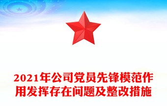 2021年公司党员先锋模范作用发挥存在问题及整改措施