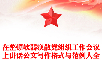 在整顿软弱涣散党组织工作会议上讲话公文写作格式与范例大全