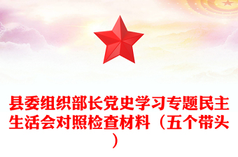 县委组织部长党史学习专题民主生活会对照检查材料（五个带头）