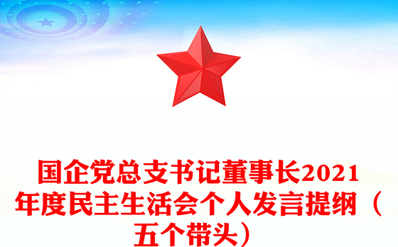 国企党总支书记董事长2021年度民主生活会个人发言提纲（五个带头）