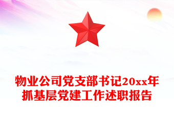 物业公司党支部书记20xx年抓基层党建工作述职报告