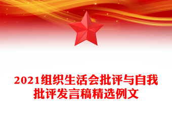 2021组织生活会批评与自我批评发言稿精选例文