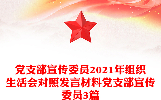 党支部宣传委员2021年组织生活会对照发言材料党支部宣传委员3篇