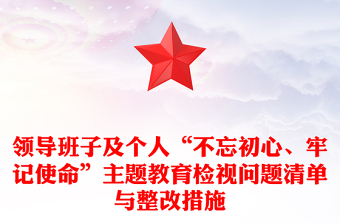 领导班子及个人“不忘初心、牢记使命”主题教育检视问题清单与整改措施