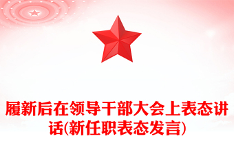 履新后在领导干部大会上表态讲话(新任职表态发言)