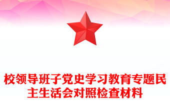 校领导班子党史学习教育专题民主生活会对照检查材料