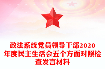 政法系统党员领导干部2020年度民主生活会五个方面对照检查发言材料