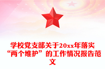 学校党支部关于20xx年落实“两个维护”的工作情况报告范文