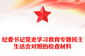 纪委书记党史学习教育专题民主生活会对照的检查材料