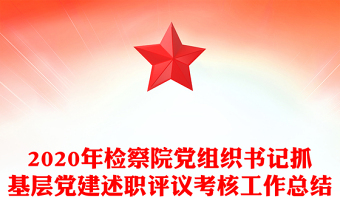 2020年检察院党组织书记抓基层党建述职评议考核工作总结