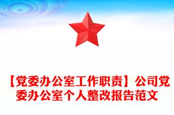 【党委办公室工作职责】公司党委办公室个人整改报告范文