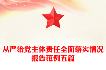 从严治党主体责任全面落实情况报告范例五篇