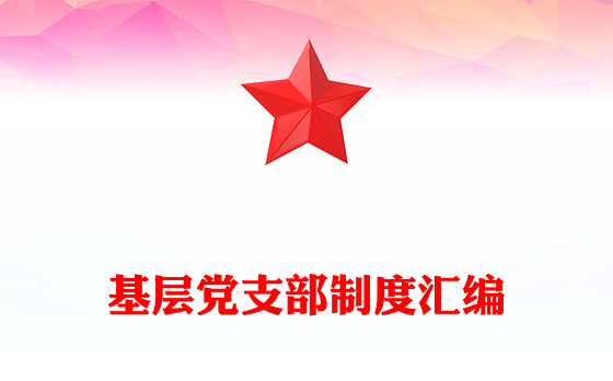 基层党支部制度汇编